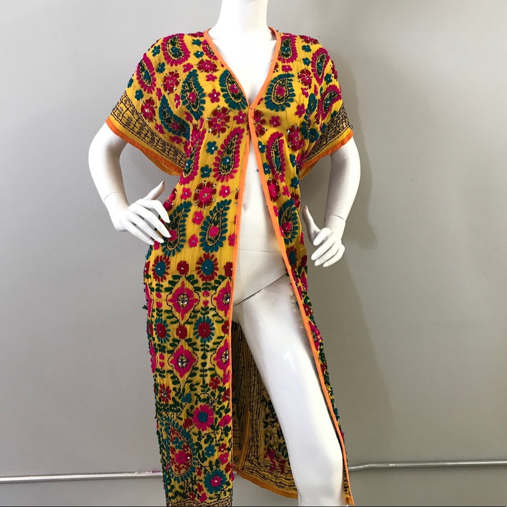 Beautiful Embroidered Yellow Dress Robe/Jacket